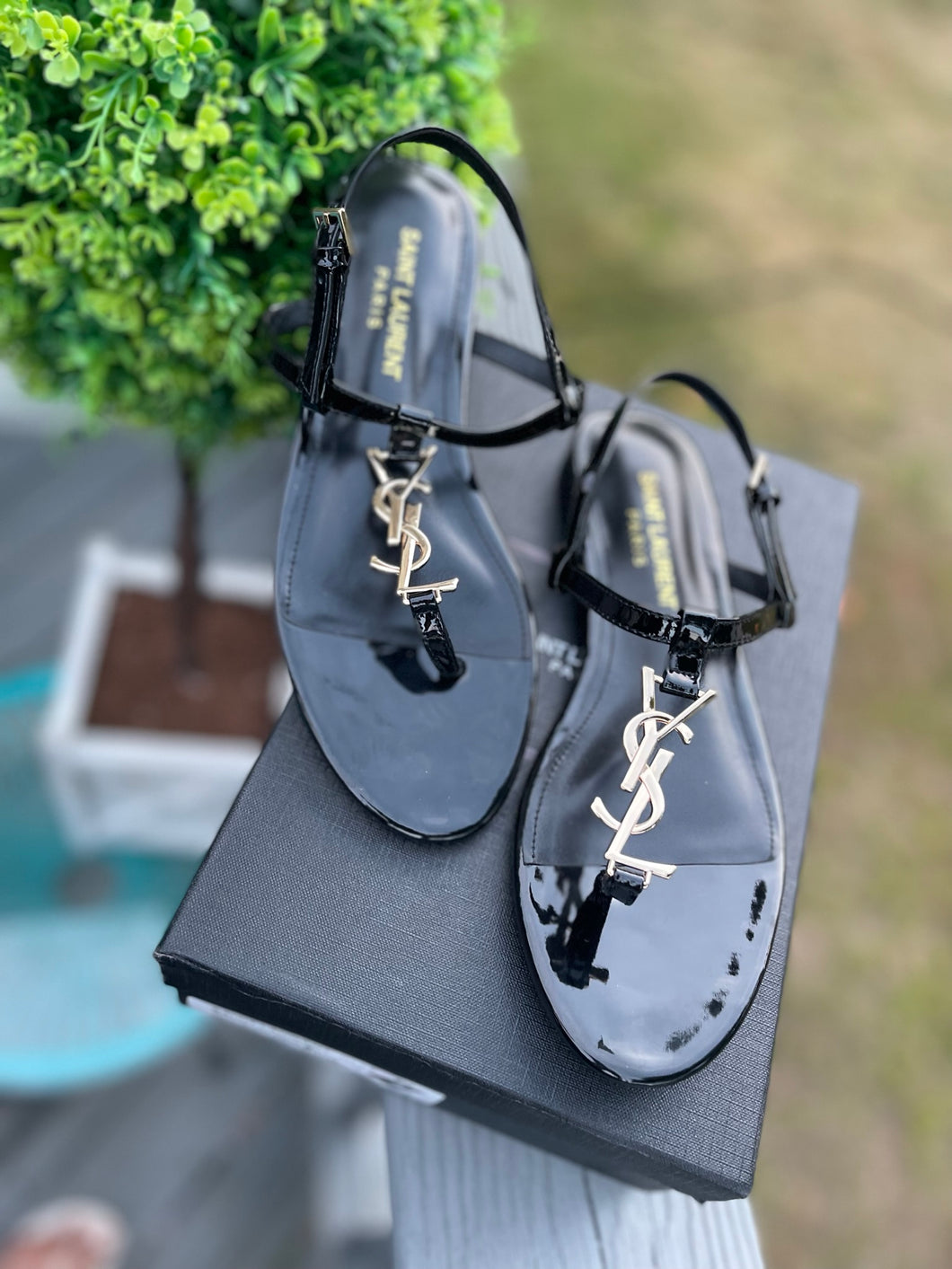 Black YSL sandals